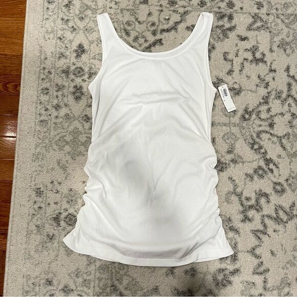 NWT Old Navy Maternity Bright White First-Layer Rib-Knit Side-Shirred Tank Top - Picture 3 of 8